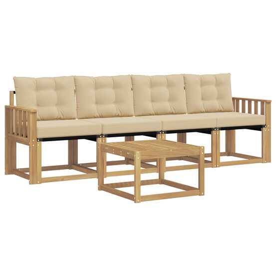 Ensemble de canapés d'extérieur 5 pc blanc et beige