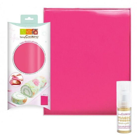 Tapis silicone pour génoise 30 x 40 cm + 1 poudre alimentaire irisée dorée