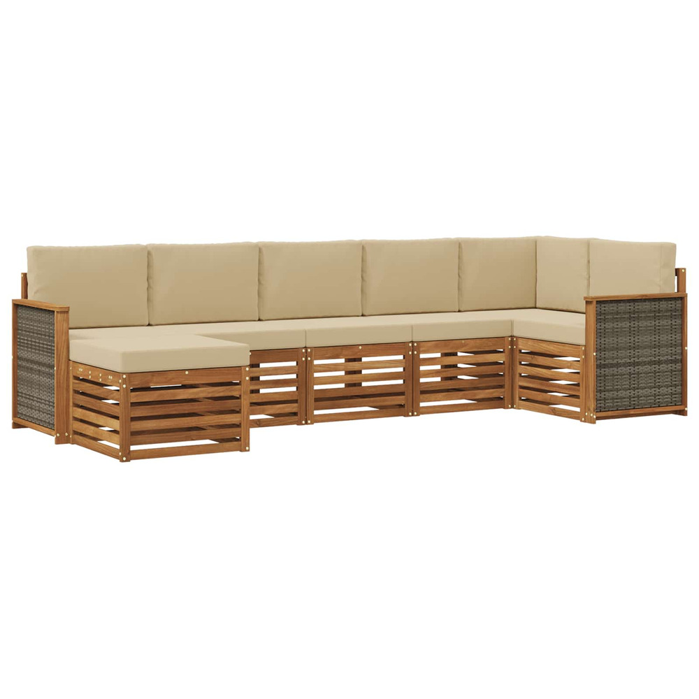 Ensemble de canapé d'angle avec coussin 6 pcs naturel