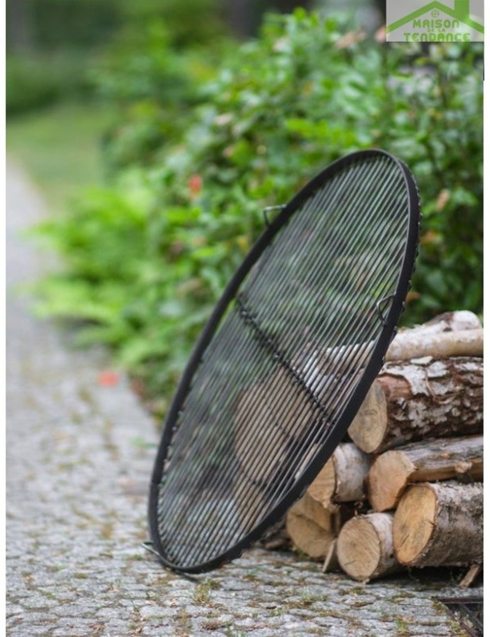 Grille ronde à suspendre pour brasero en acier-ø 70cm-acier noir sablé---acier noir sablé