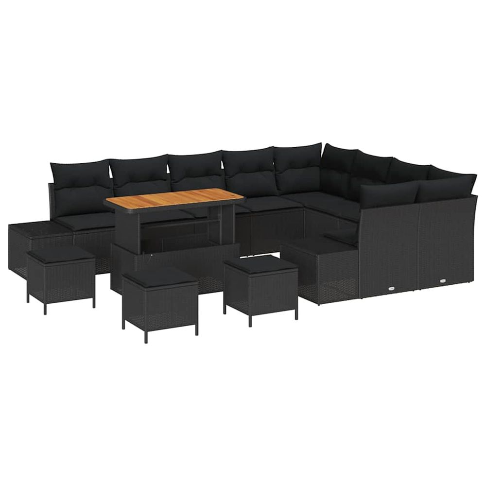 Ensemble de canapé de jardin 13 pc noir polyrotin