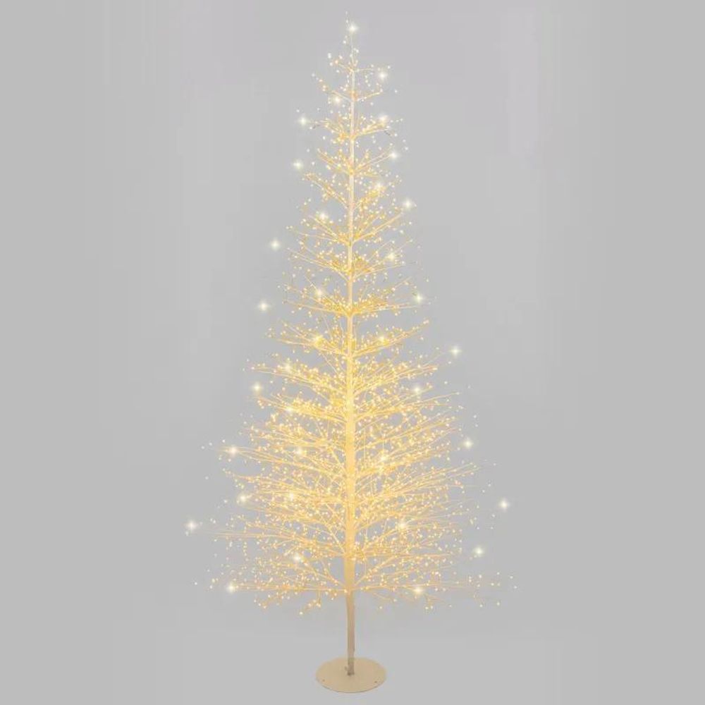 Arbre lumineux conique tilleul blanc h230cm ø110cm 2432 microled blanc chaud & flash scintillant lotti