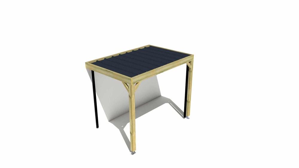 Carport bois • 3m x 2m • adossée • sens largeur • livraison comprise