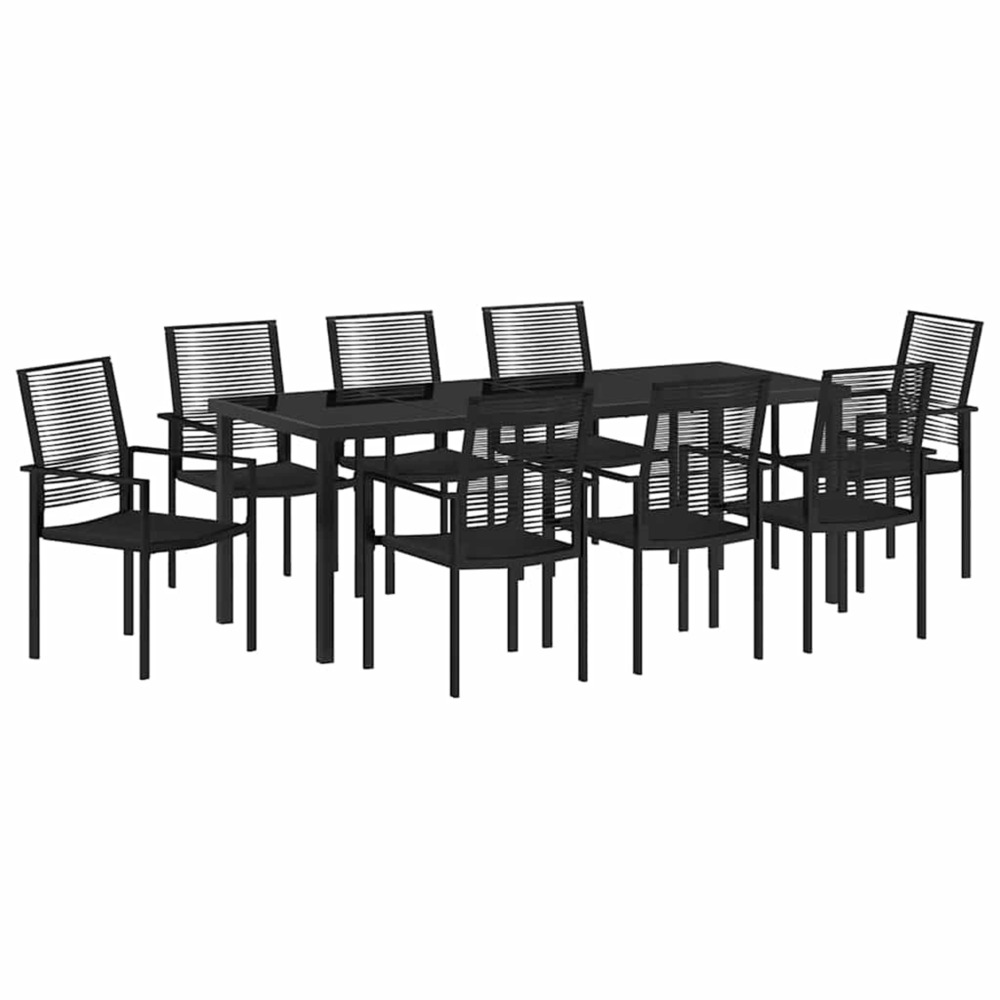 Ensemble de salle à manger pour jardin 9 pcs noir