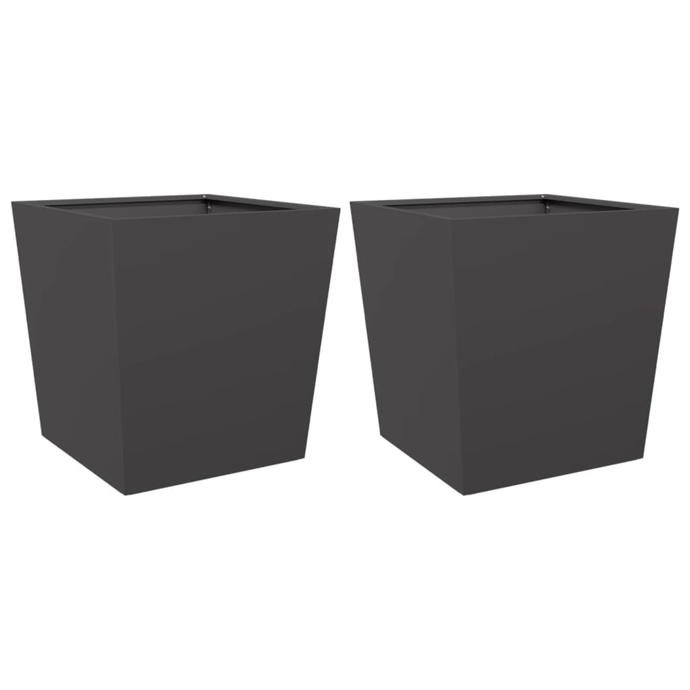 Jardinière d'extérieurs 2 pcs noir 50x50x50 cm acier