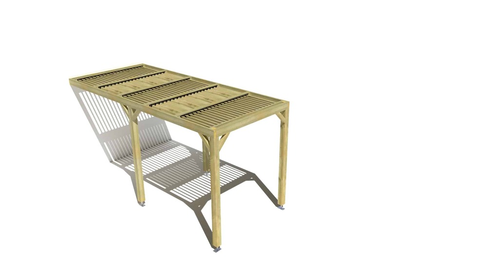 Pergola bois • 2m x 5m • adossée • sens largeur • lames orientables bioclimatiques incluses • livraison comprise