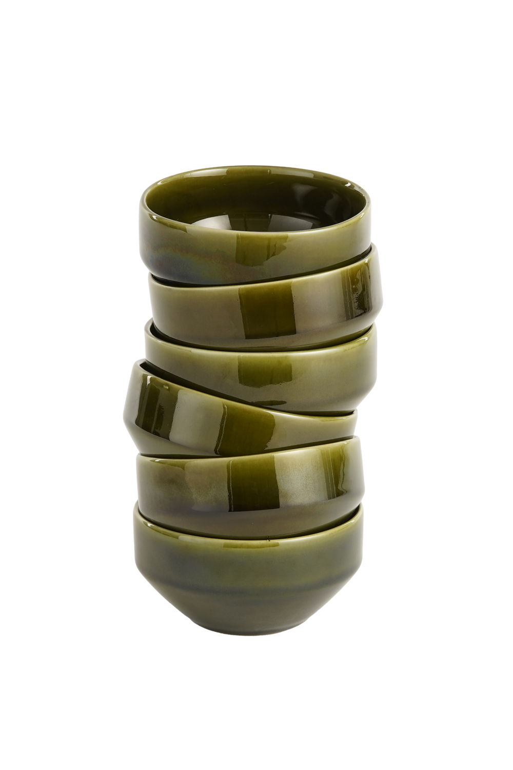 Mica decorations - lot de 6 bols en céramique vert d12,5