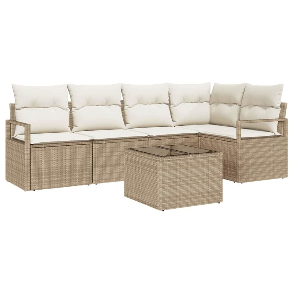 Ensemble de canapé de jardin 6 pc beige et crème polyrotin