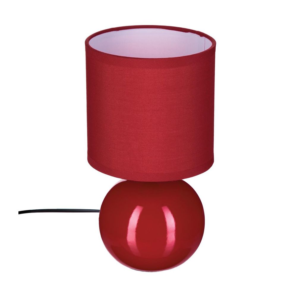 Lampe en céramique pied boule rouge brillant
