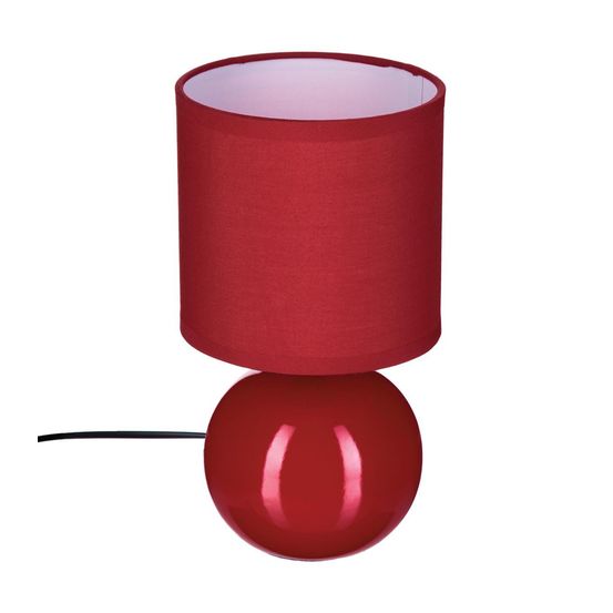 Lampe en céramique pied boule rouge brillant