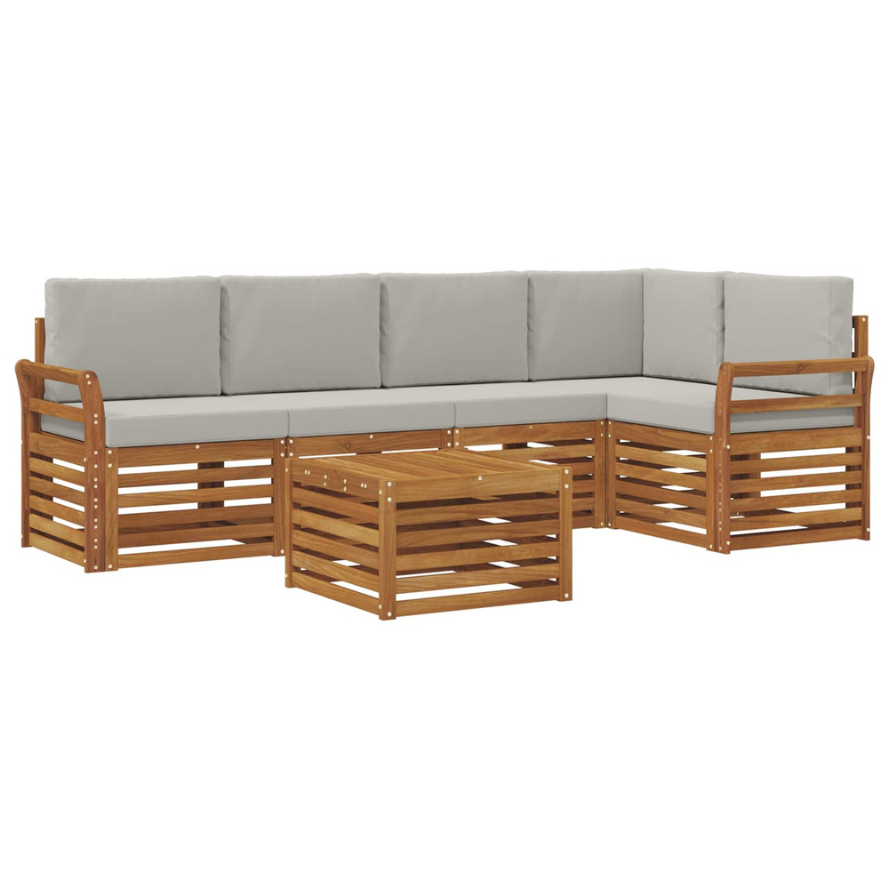 Ensembles de canapés avec coussin 6 pcs gris naturel et clair