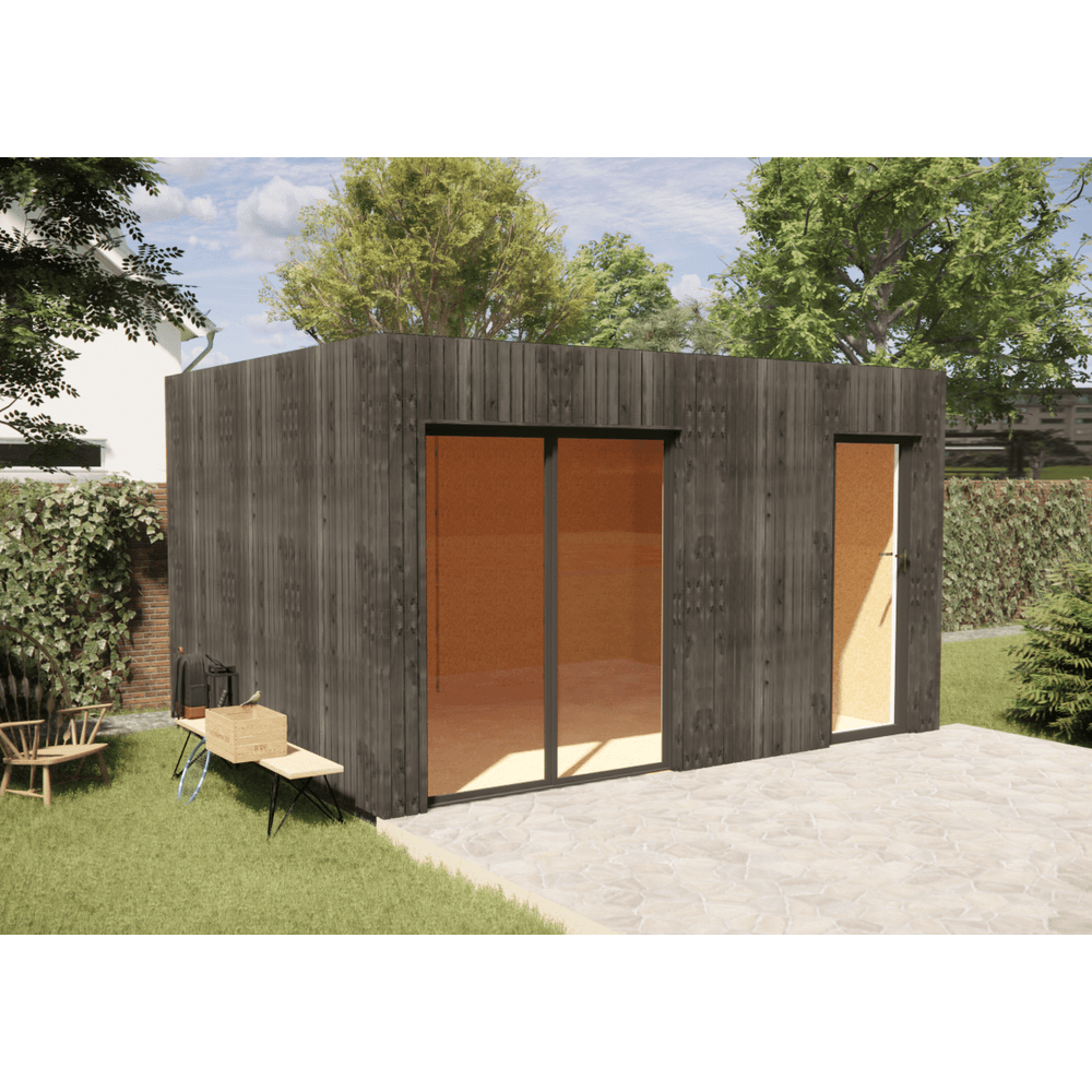 Studio de jardin bien isolé en bois 4,4 x 3,5 x 2,7 m / isolation re2020 avec plancher isolé