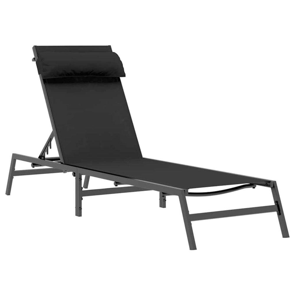 Chaise longue noir et anthracite 197 x 54 x 86 cm acier bain de soleil
