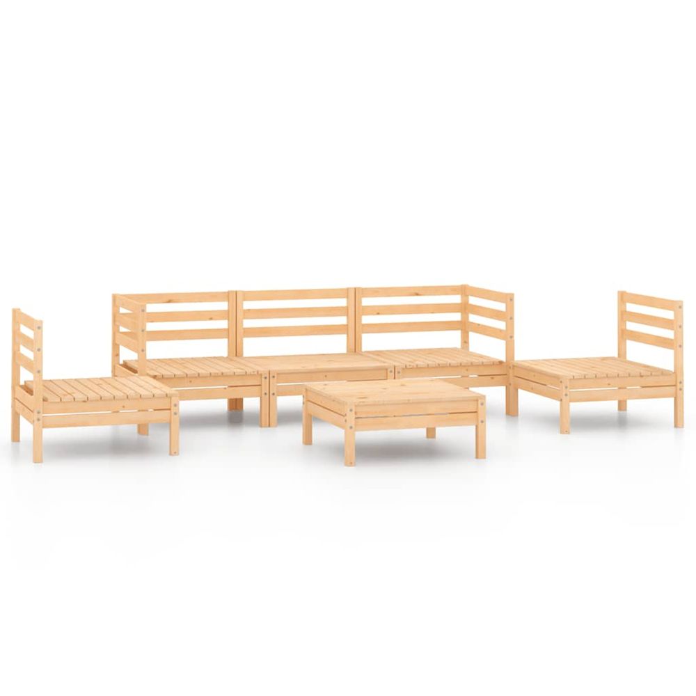 Salon de jardin 6 pcs bois de pin massif