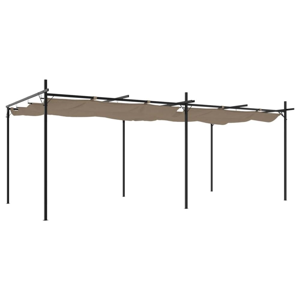 Pergola avec toit rétractable taupe 589x292x230 cm