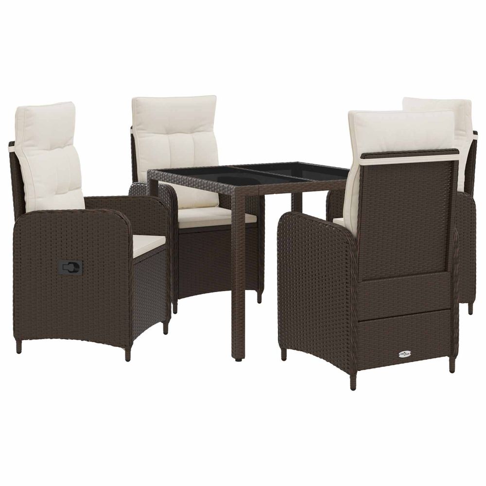 Ensemble de repas extérieur 5 pc marron et crème blanche