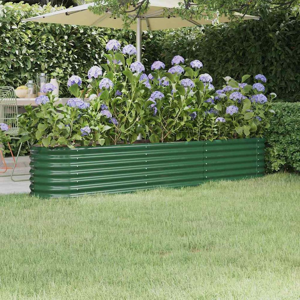 Très grand potager surélevé acier galvanisé ovale vert 224x40x36 cm