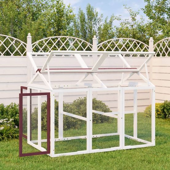 Enclos jardin bois pin massif petits animaux parc plein air 141x94x104cm moka