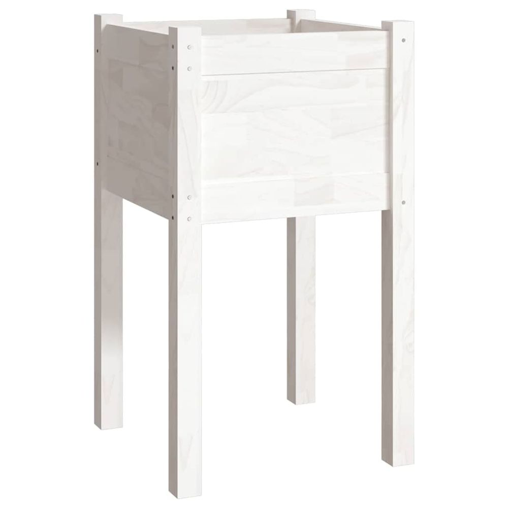 Jardinière d'extérieur blanc 40x40x70 cm bois de pin massif