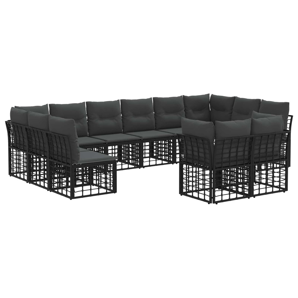 Ensemble de canapés d'extérieur noir et gris foncé polyester
