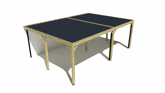 Carport bois • 7m x 5m • adossée • sens largeur • livraison comprise