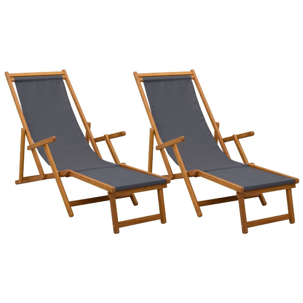 Chaise longue pliante 2 pcs 3 position bois d'eucalyptus massif bain de soleil