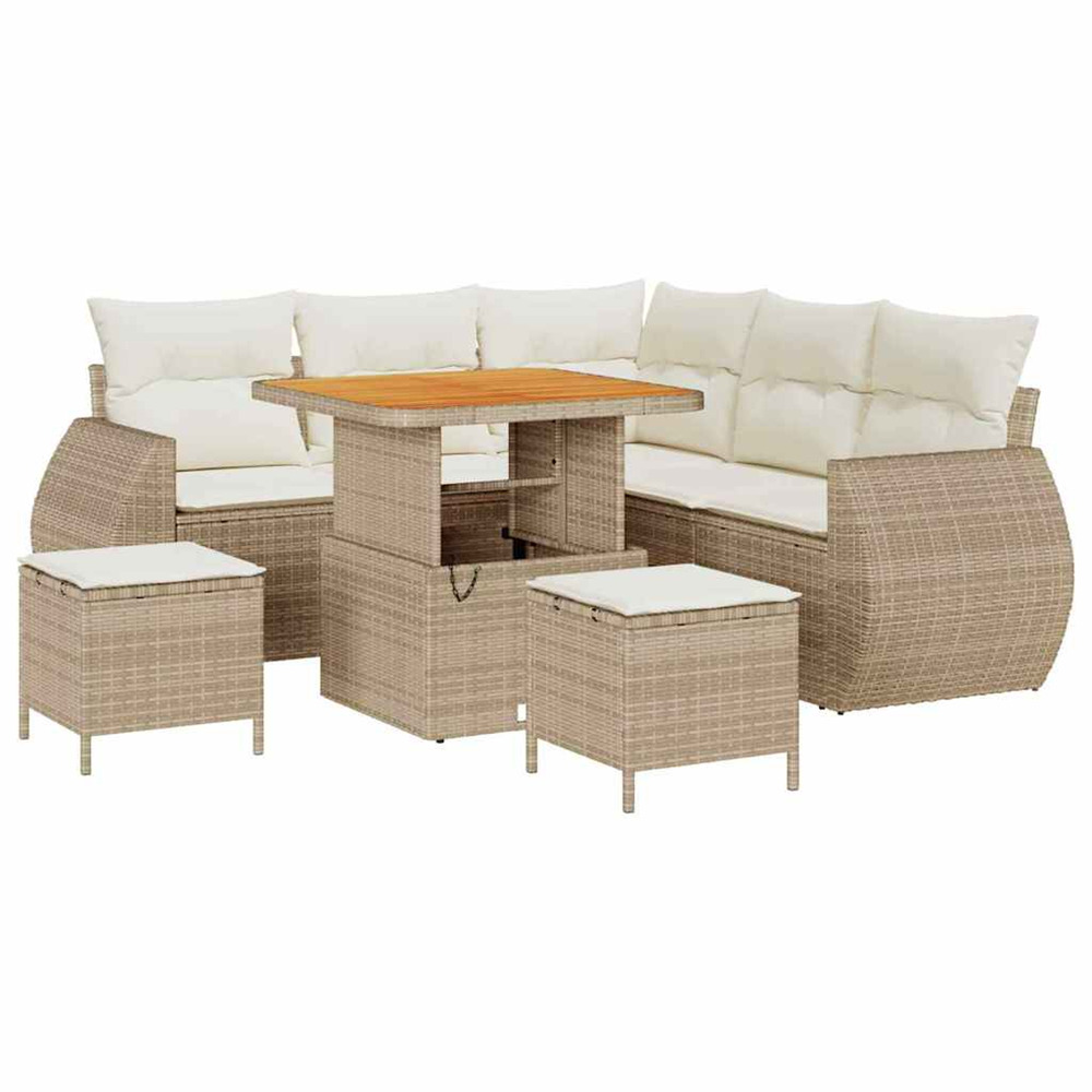 Ensemble de canapé de jardin 8 pcs beige et crème polyrotin