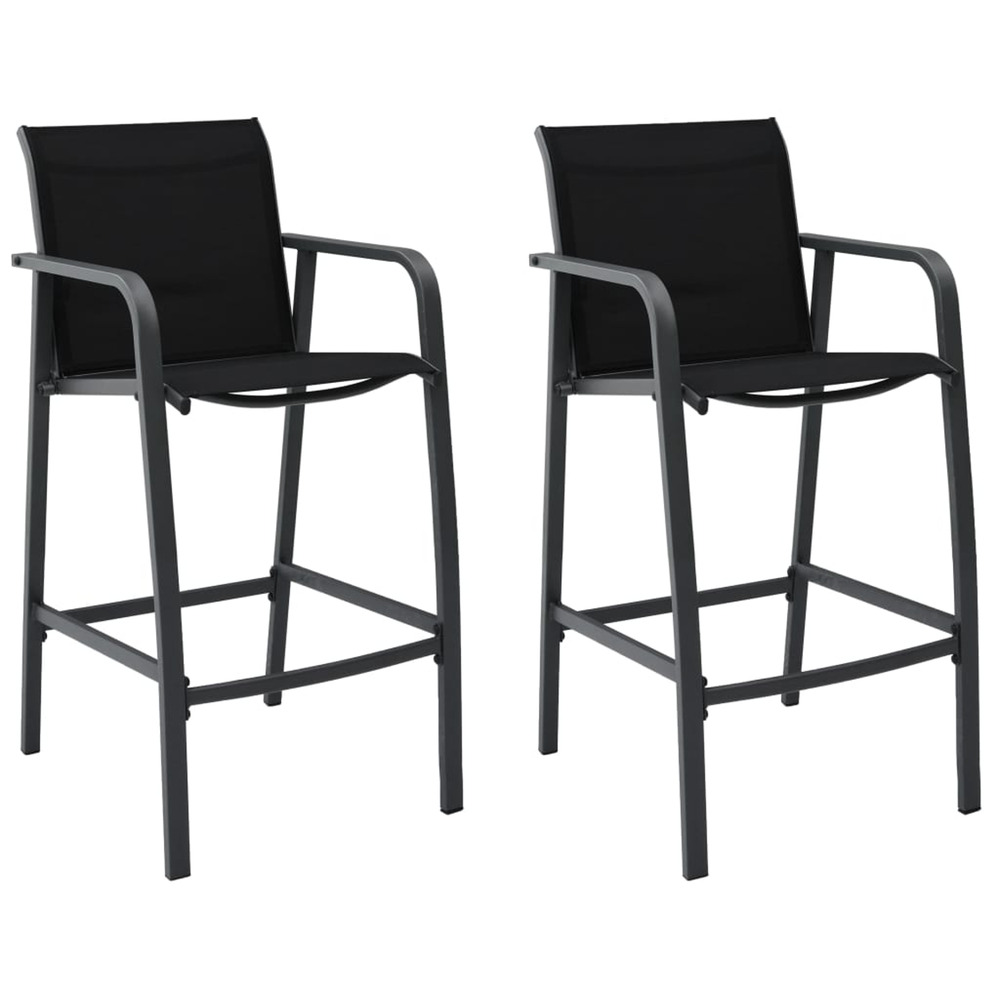 Chaises de bar de jardin lot de 2 noir textilène