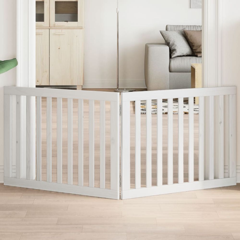 Barrière de sécurité pour chien en bois pliable 160cm blanc