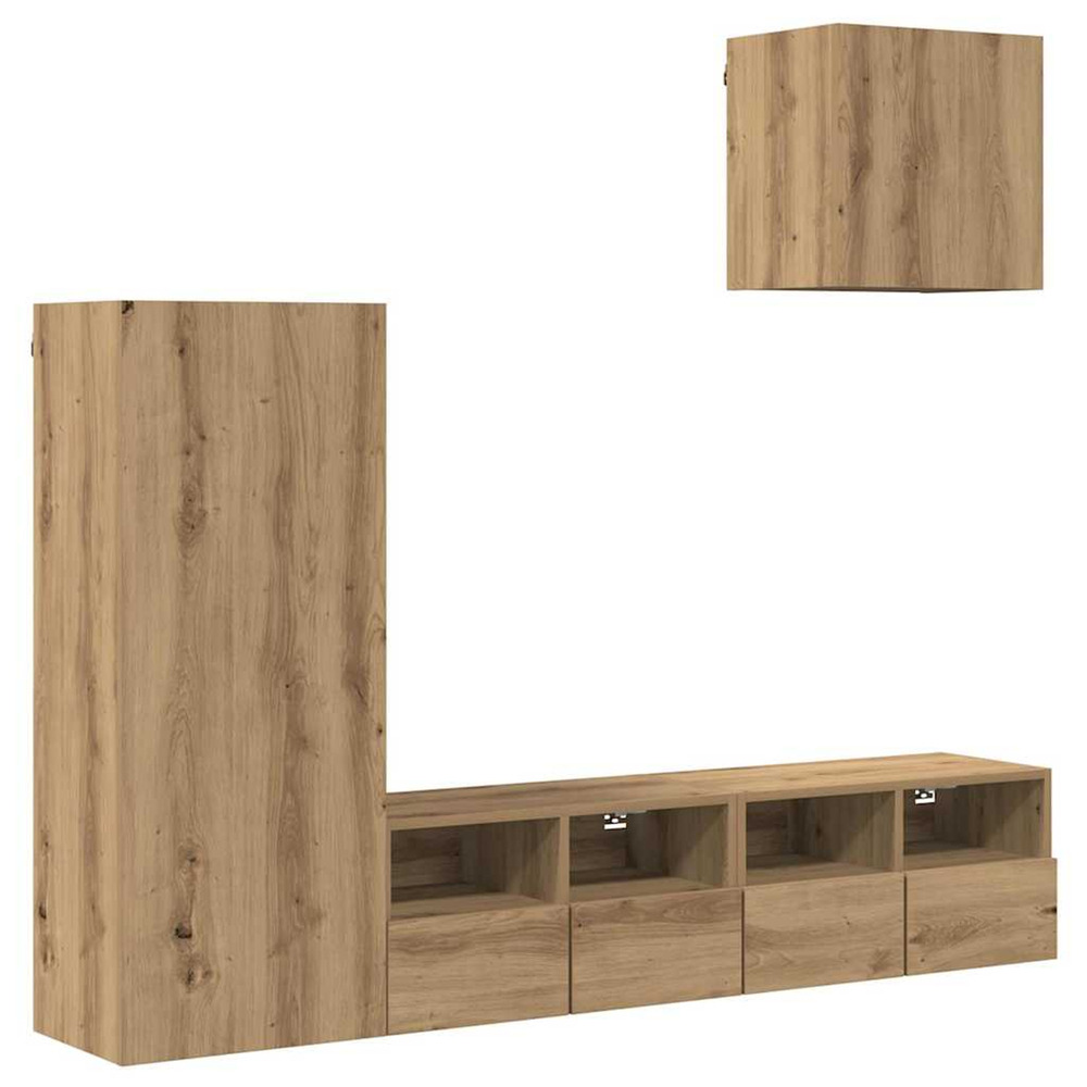 Meubles tv muraux 4 pcs chêne artisanal bois d'ingénierie