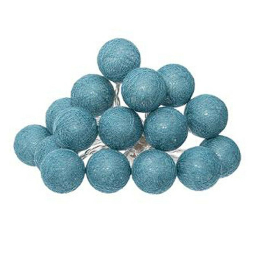 Guirlande led 16 mini boules 261cm bleu canard