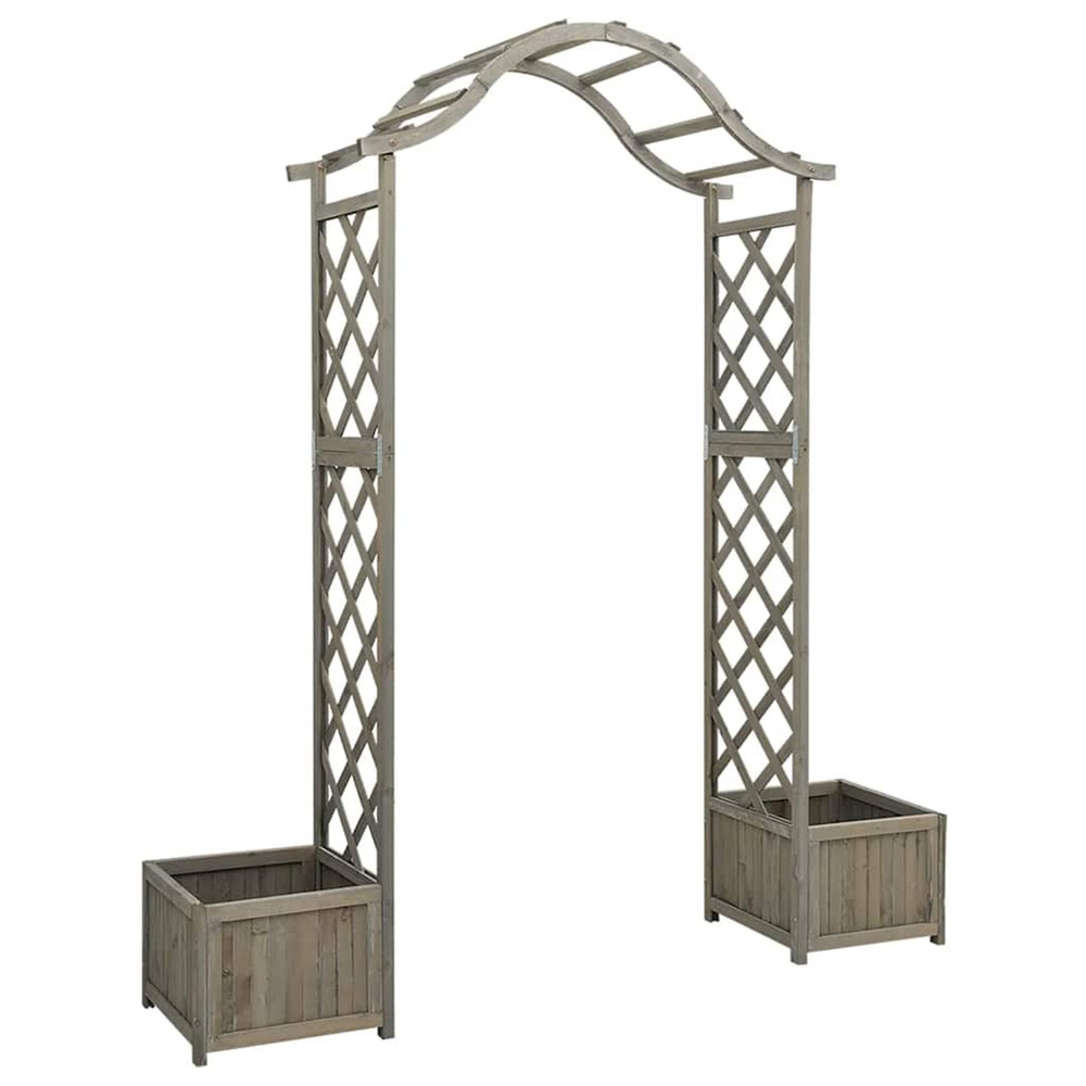 Pergola de jardin avec jardinière gris bois pin massif