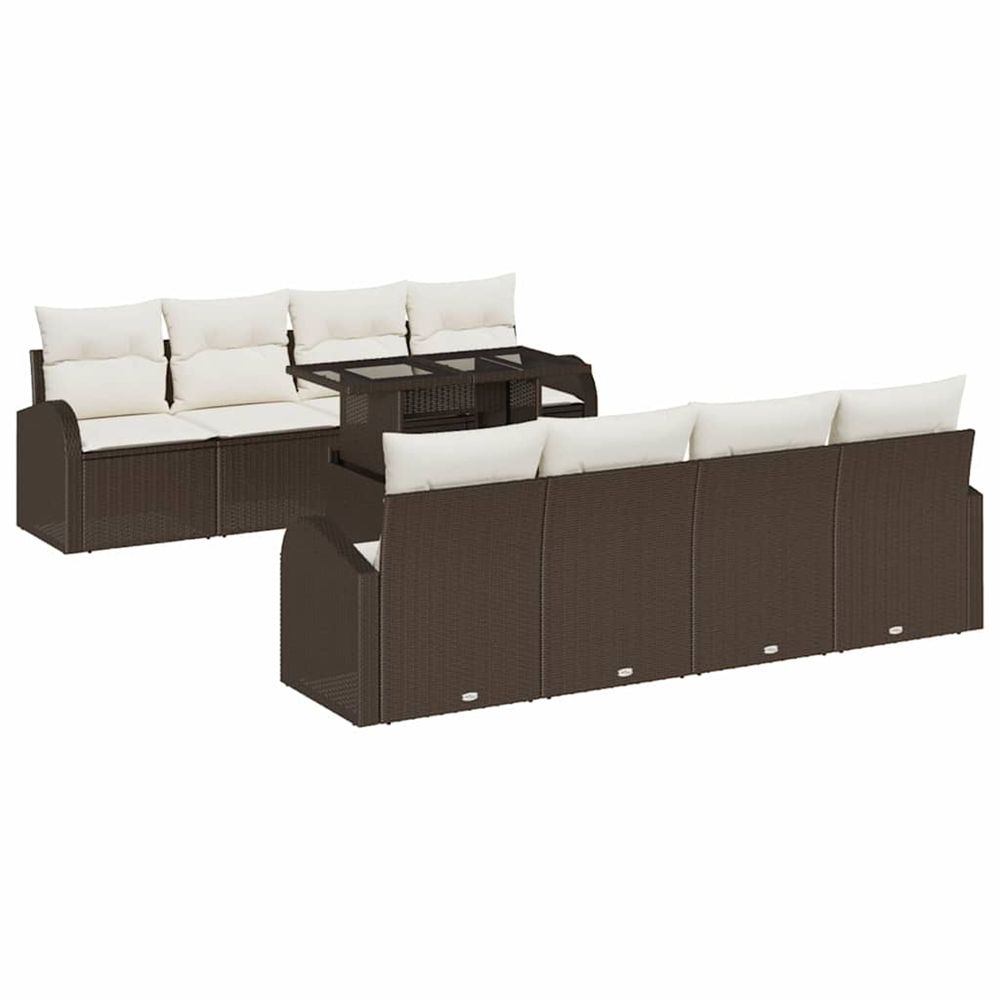 Ensemble de canapé de jardin 9 pc marron polyrotin