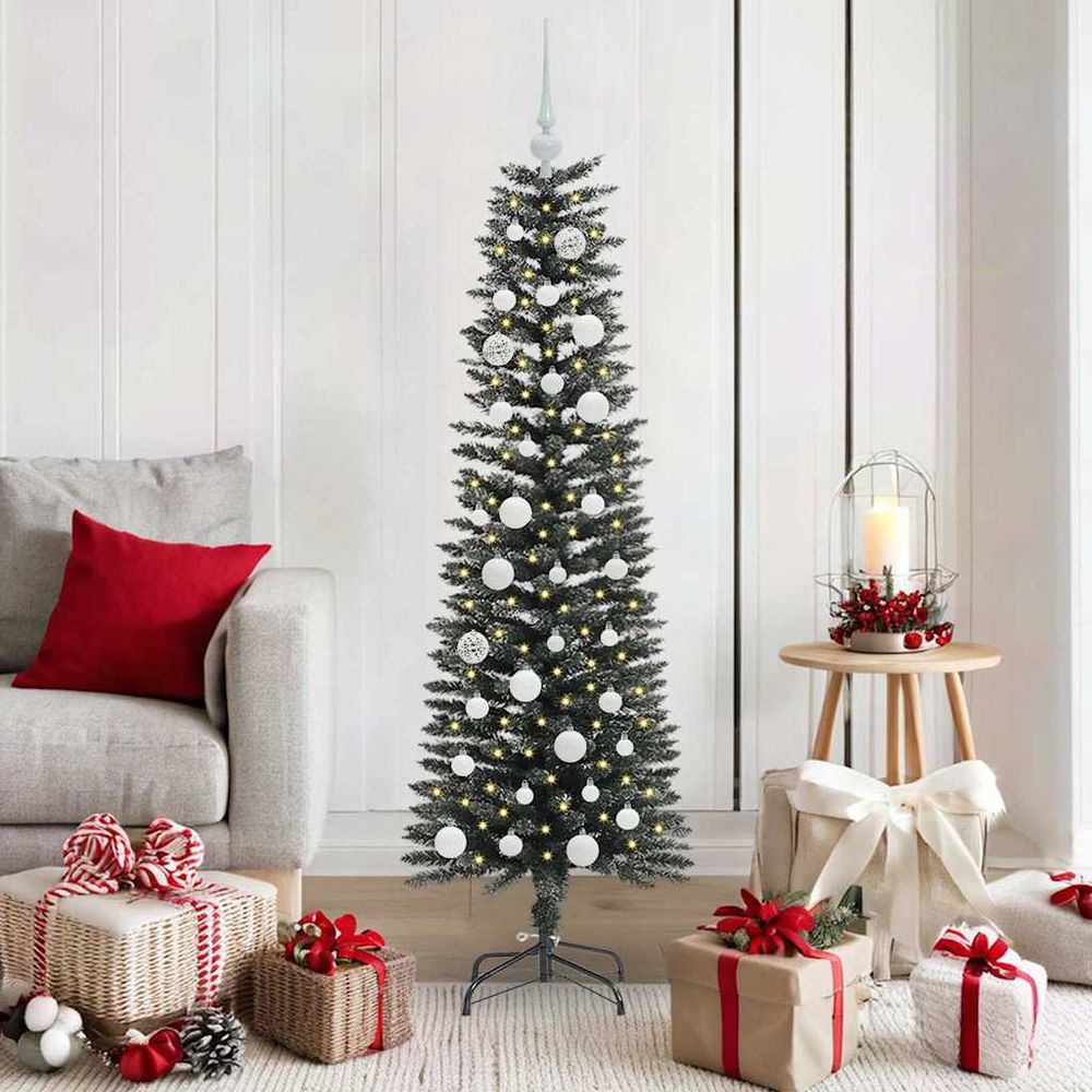 Sapin de noël conique 150 cm, décoration effet neige avec 150 led et 8 modes lumineux