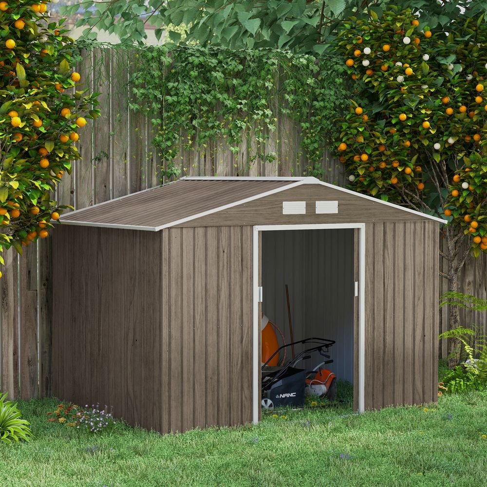 Abri de jardin acier galvanisé rangement outils extérieur 4,9m2 marron clair - comfortxl outdoor living