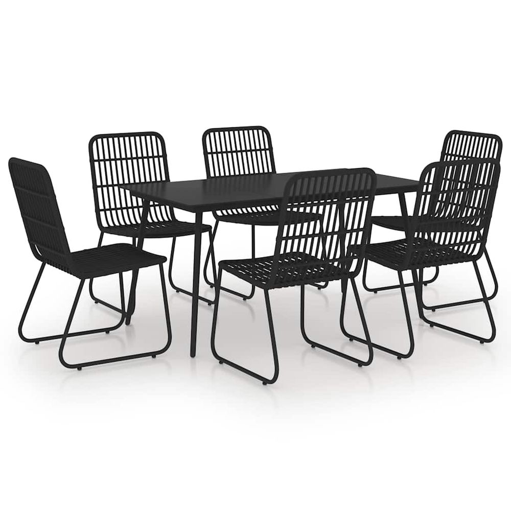 Ensemble à manger d'extérieur 7 pcs résine tressée et verre