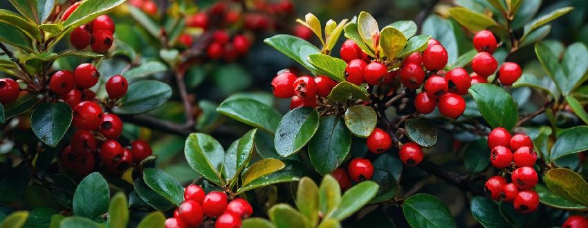 Plan large d'un cotoneaster dans un jardin de particulier