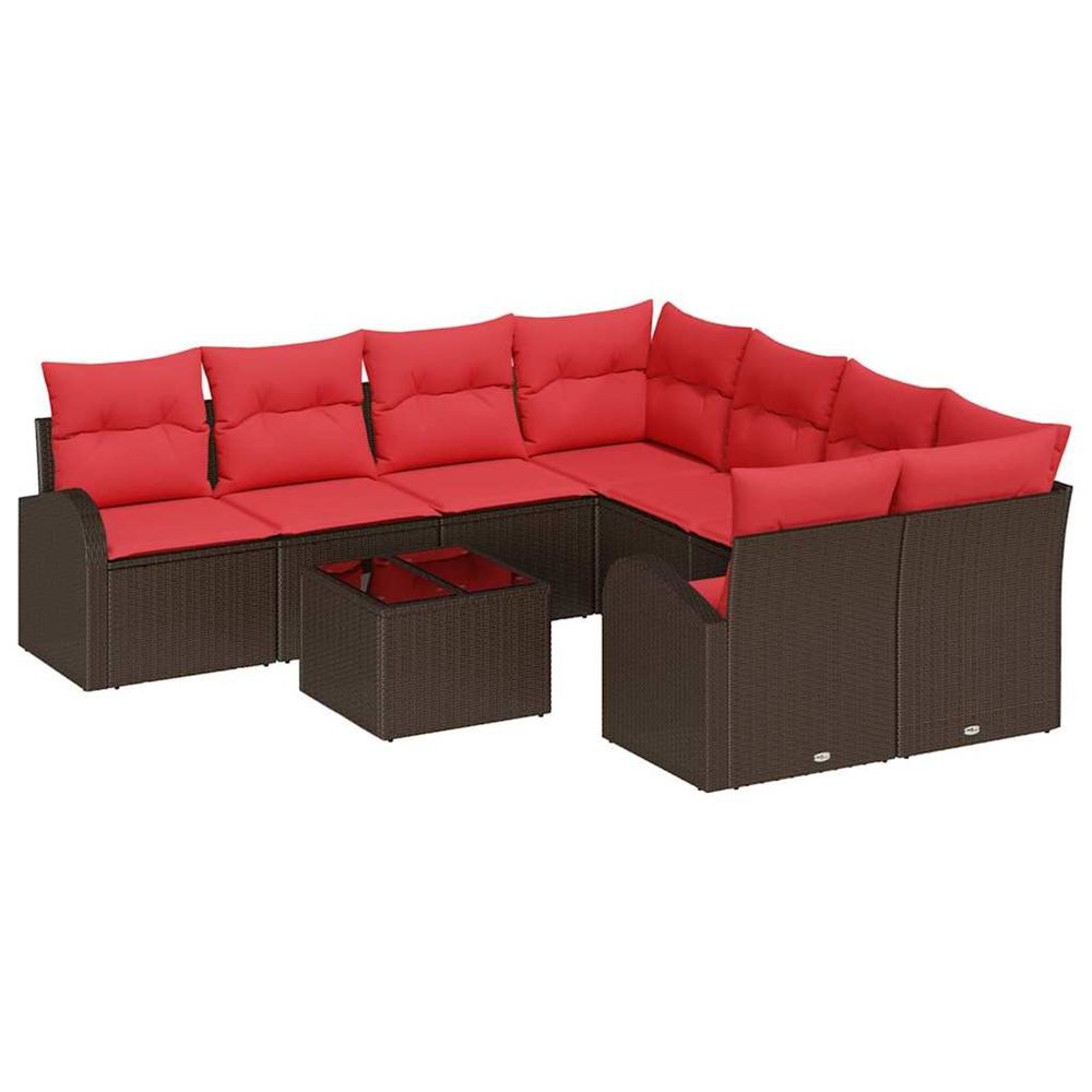Ensemble de canapés 9 pc 8-nombre de places marron et rouge