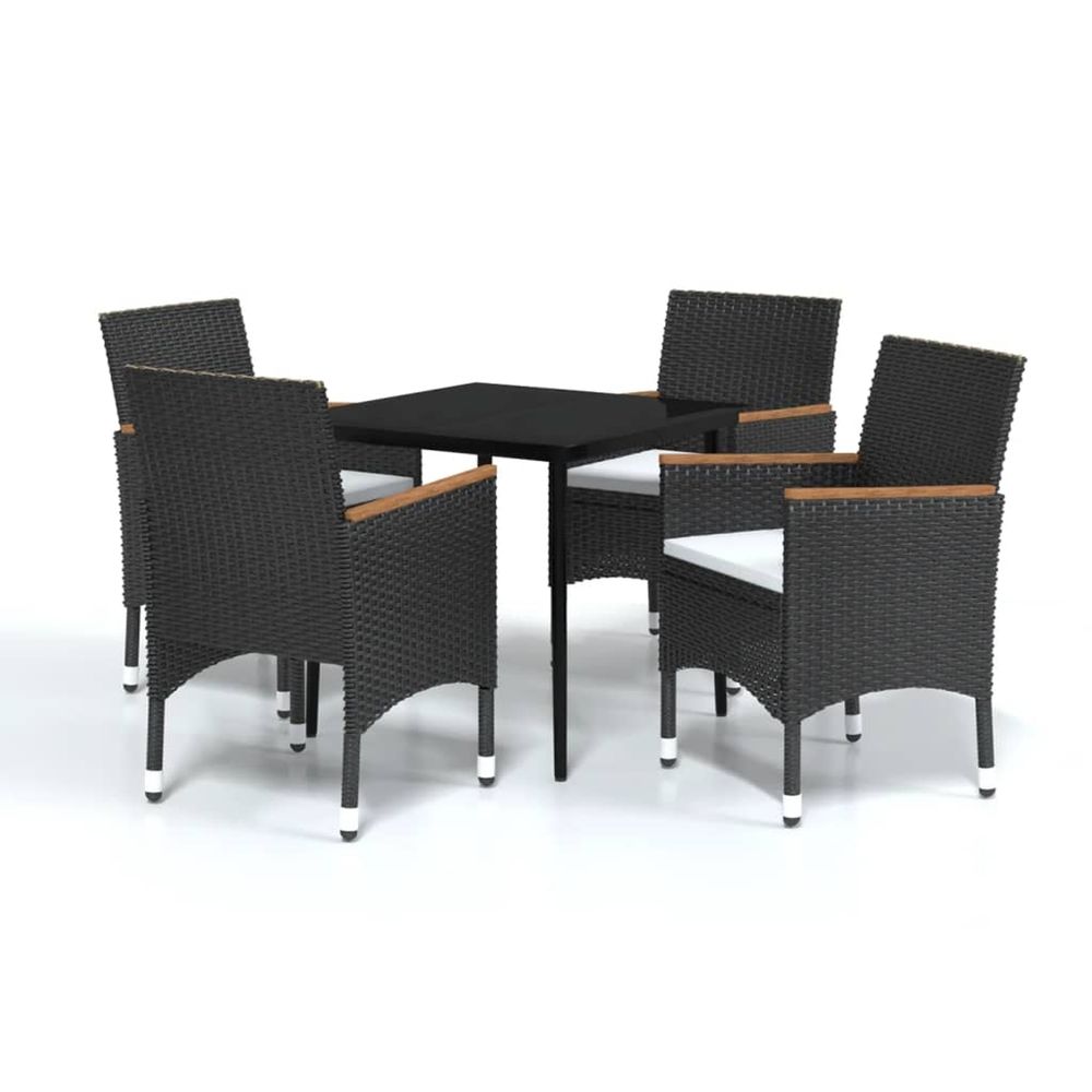Ensemble à manger de jardin avec coussins 5 pcs noir