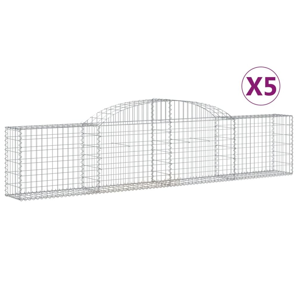 Paniers à gabions arqués 5 pcs 300x30x60/80 cm fer galvanisé
