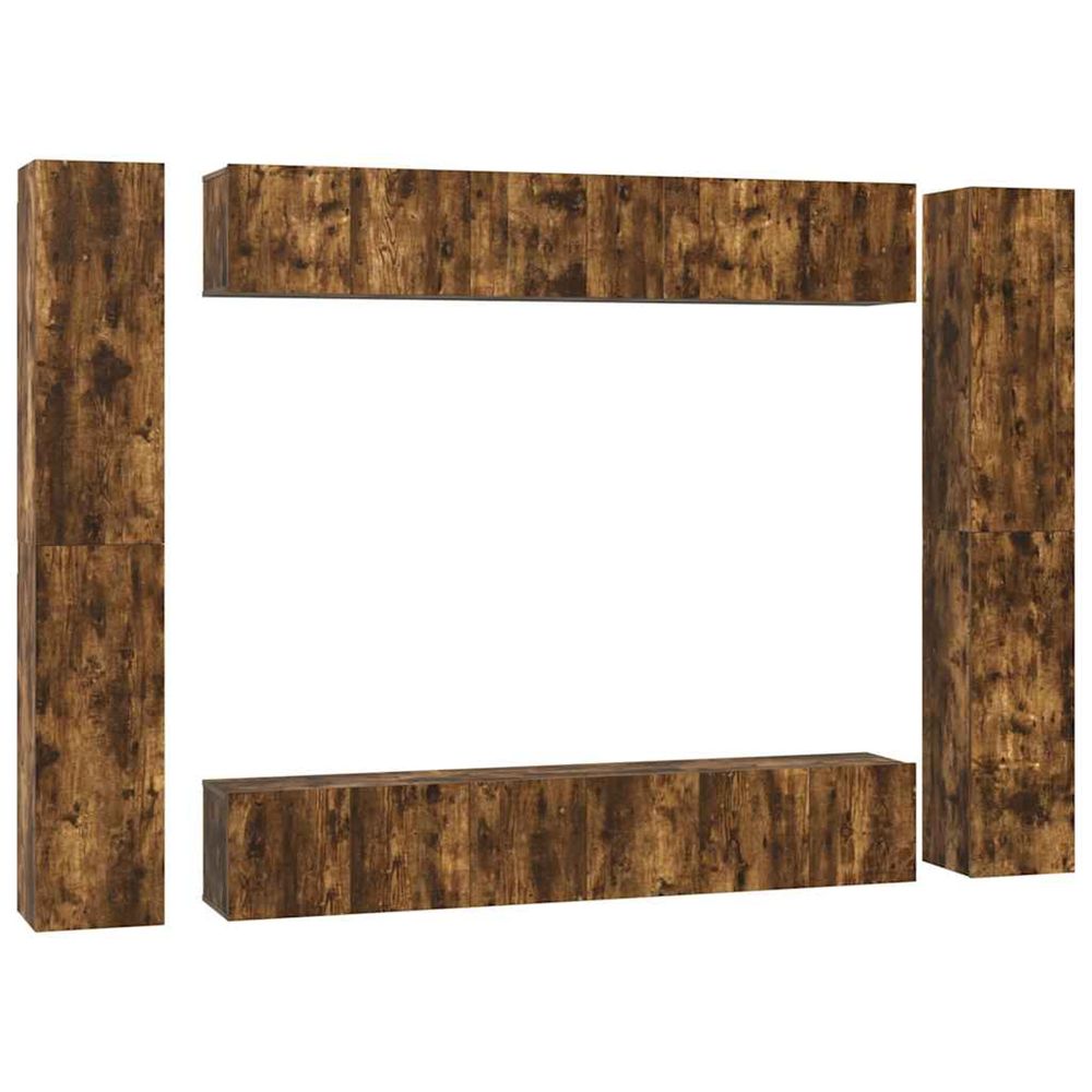 Ensemble de meubles tv 10 pcs chêne fumé bois d'ingénierie