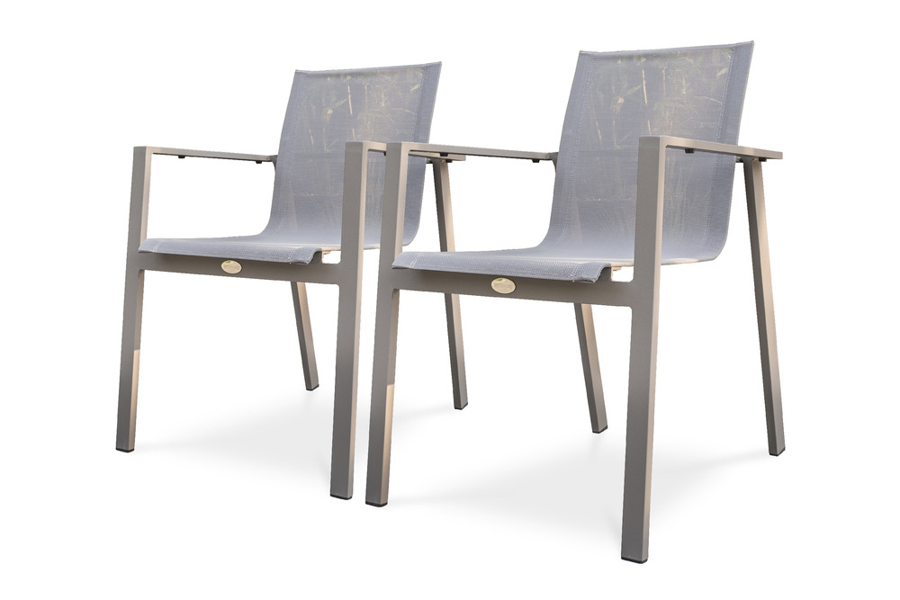 Lot de 2 fauteuils de jardin zahara en aluminium et textilène taupe