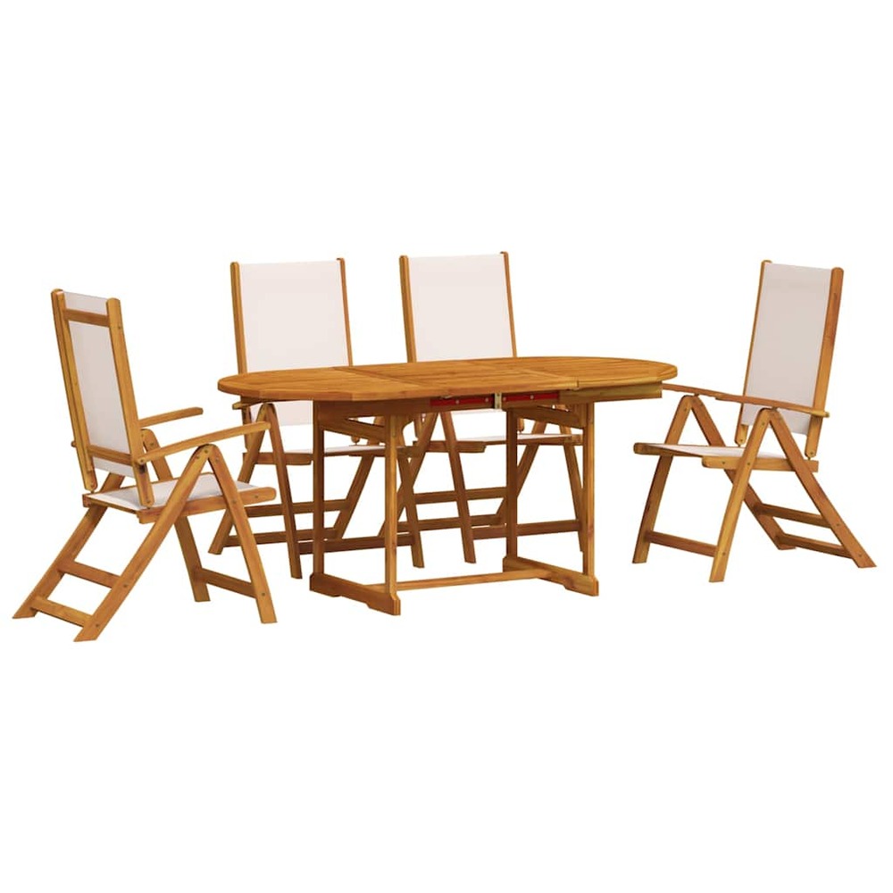 Ensemble à manger de jardin 5pcs bois d'acacia solide textilène