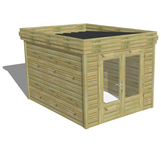 Abri de jardin bois pin traité autoclave 27mm - 2,64x3,44m / 9m2 - bac acier - abri français