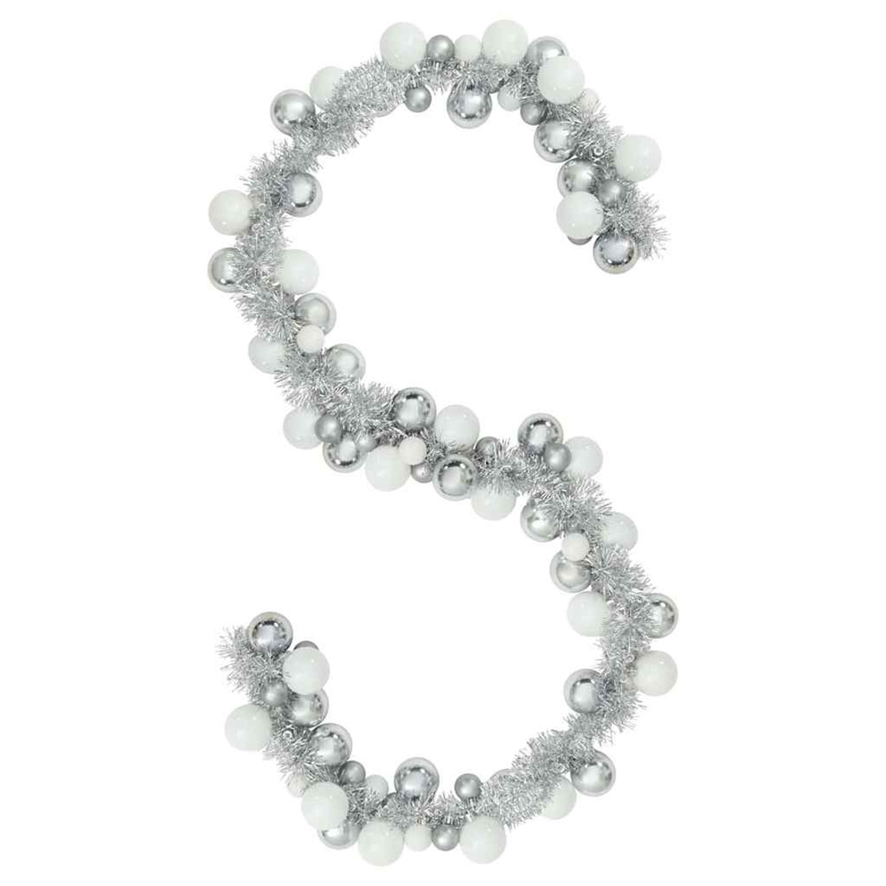 Guirlande de boules de noël blanc et argent 186 cm polystyrène