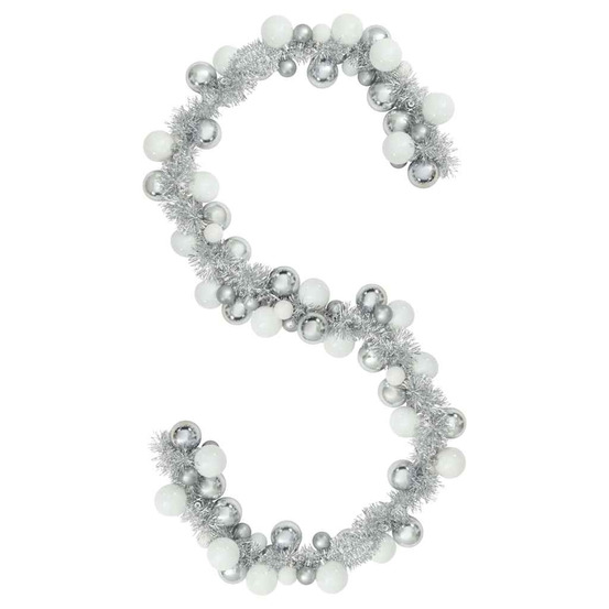 Guirlande de boules de noël blanc et argent 186 cm polystyrène