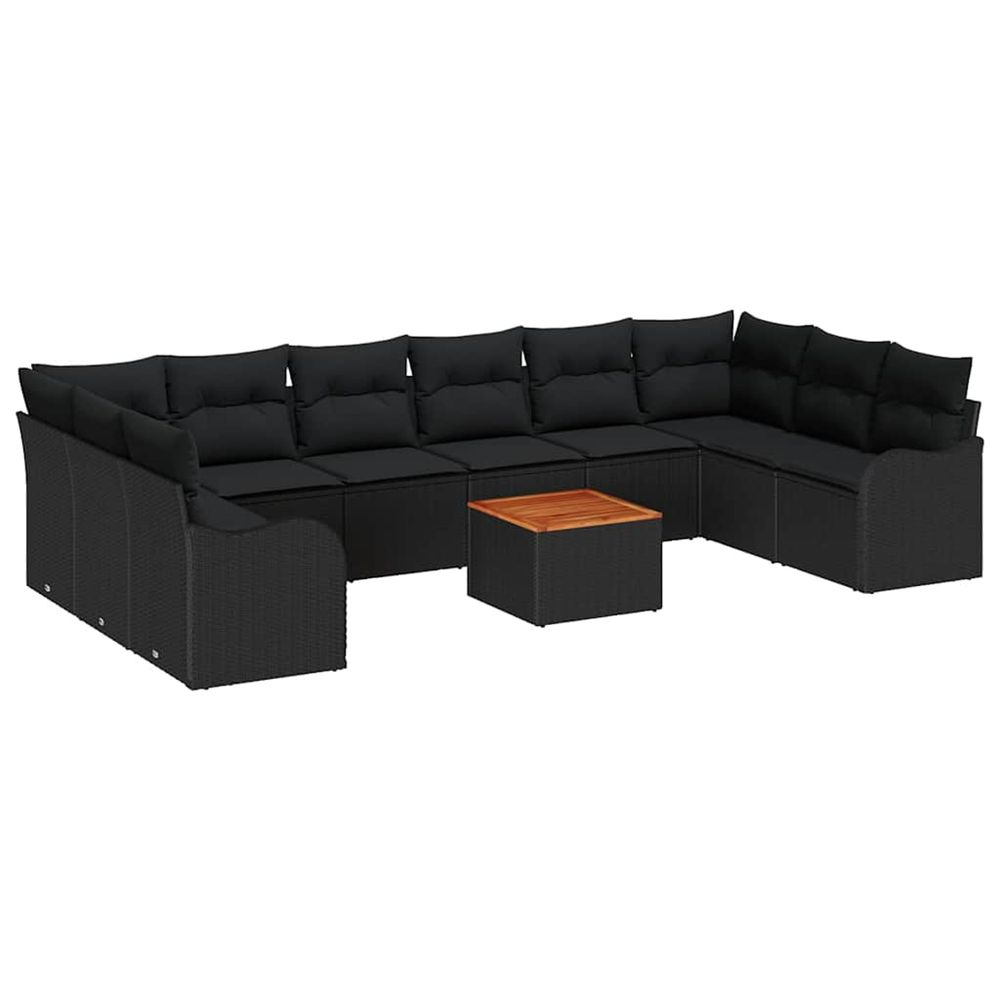 Ensemble de canapé de jardin 10 pc noir polyrotin