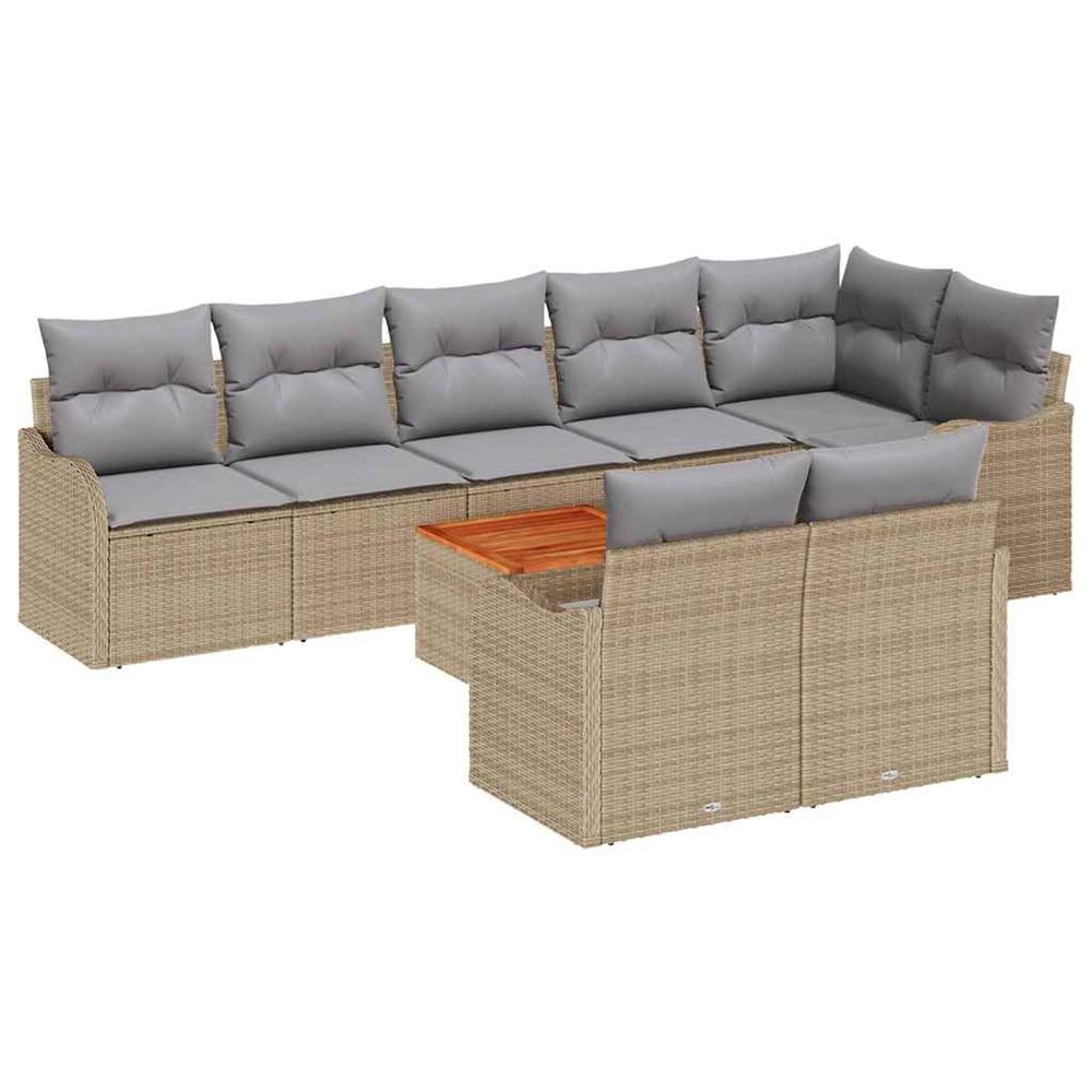 Ensemble de canapé de jardin 9 pc beige et gris clair polyrotin
