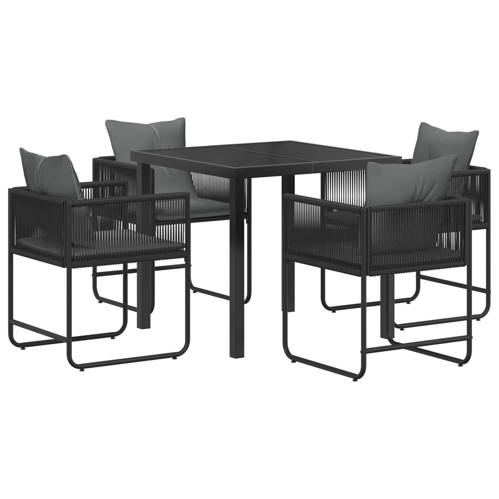 Ensemble de salle à manger pour jardin 5 pcs noir et anthracite