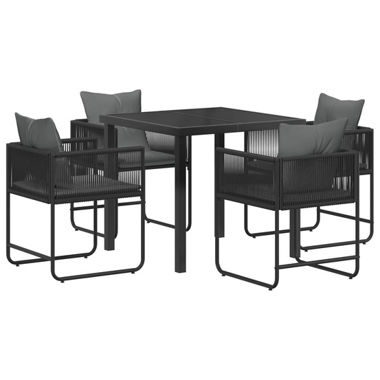 Ensemble de salle à manger pour jardin 5 pcs noir et anthracite